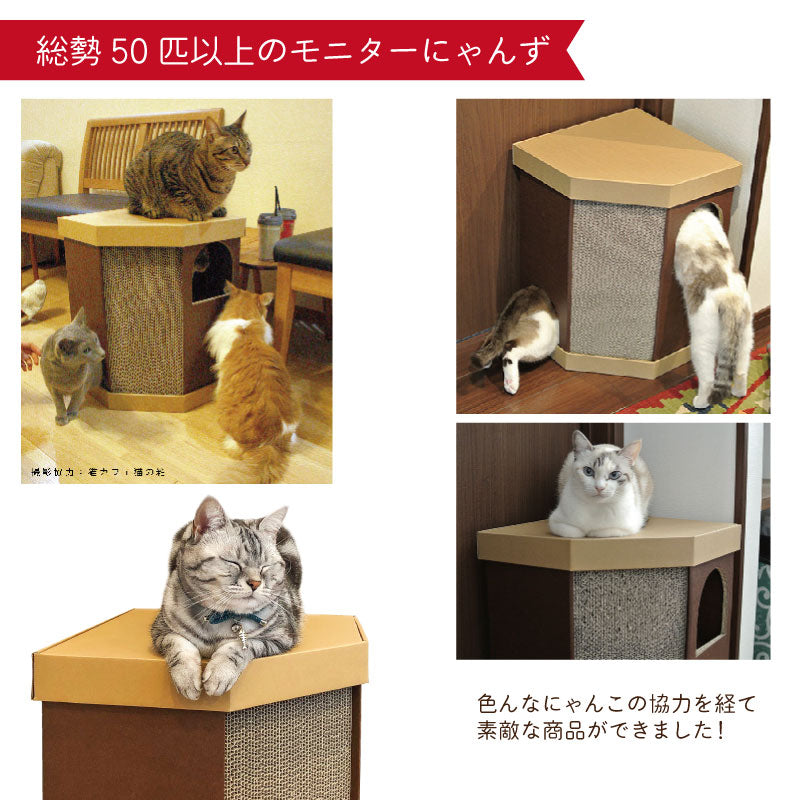 コーナースクラッチハウス　猫ハウス　爪とぎ　段ボール　ナチュラル　モニター