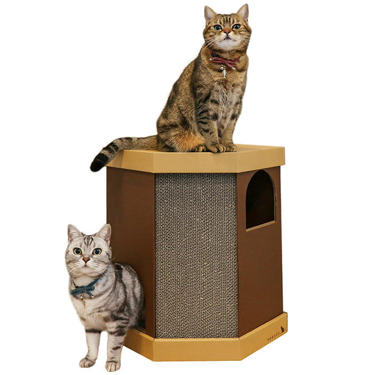 コーナースクラッチハウス　猫ハウス　爪とぎ　段ボール　ナチュラル