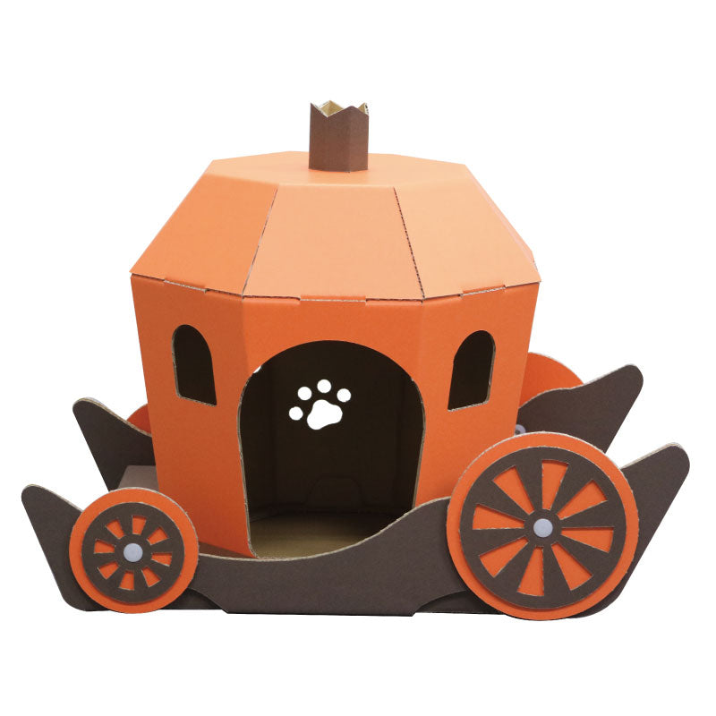 かぼちゃの馬車　猫ハウス　段ボール　ハロウィン　パンプキン　オレンジ