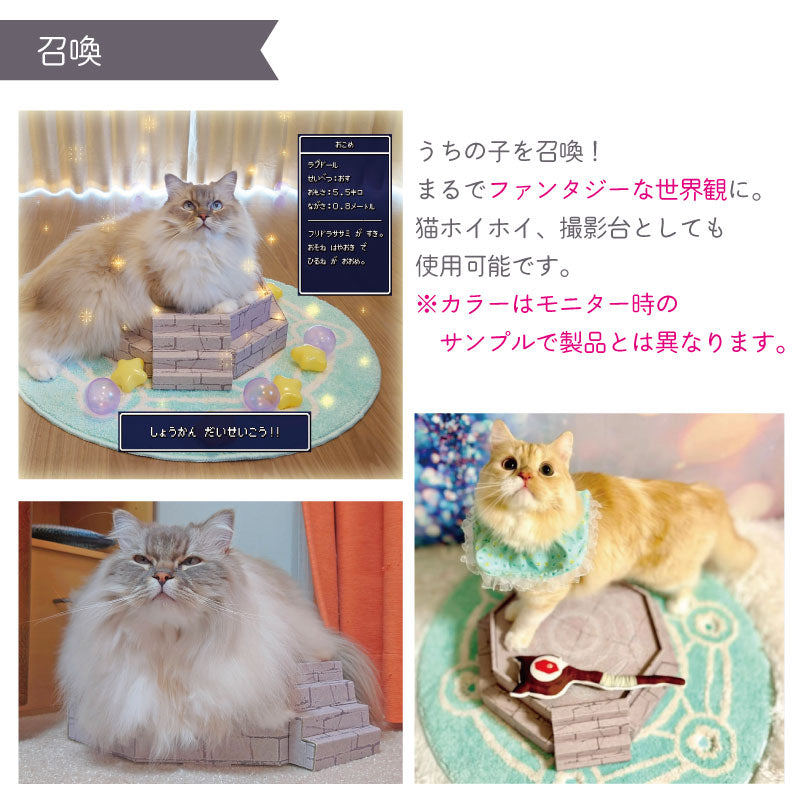 魔法の召喚台　段ボール　撮影台　魔方陣　猫用品　モニター　猫ホイホイ