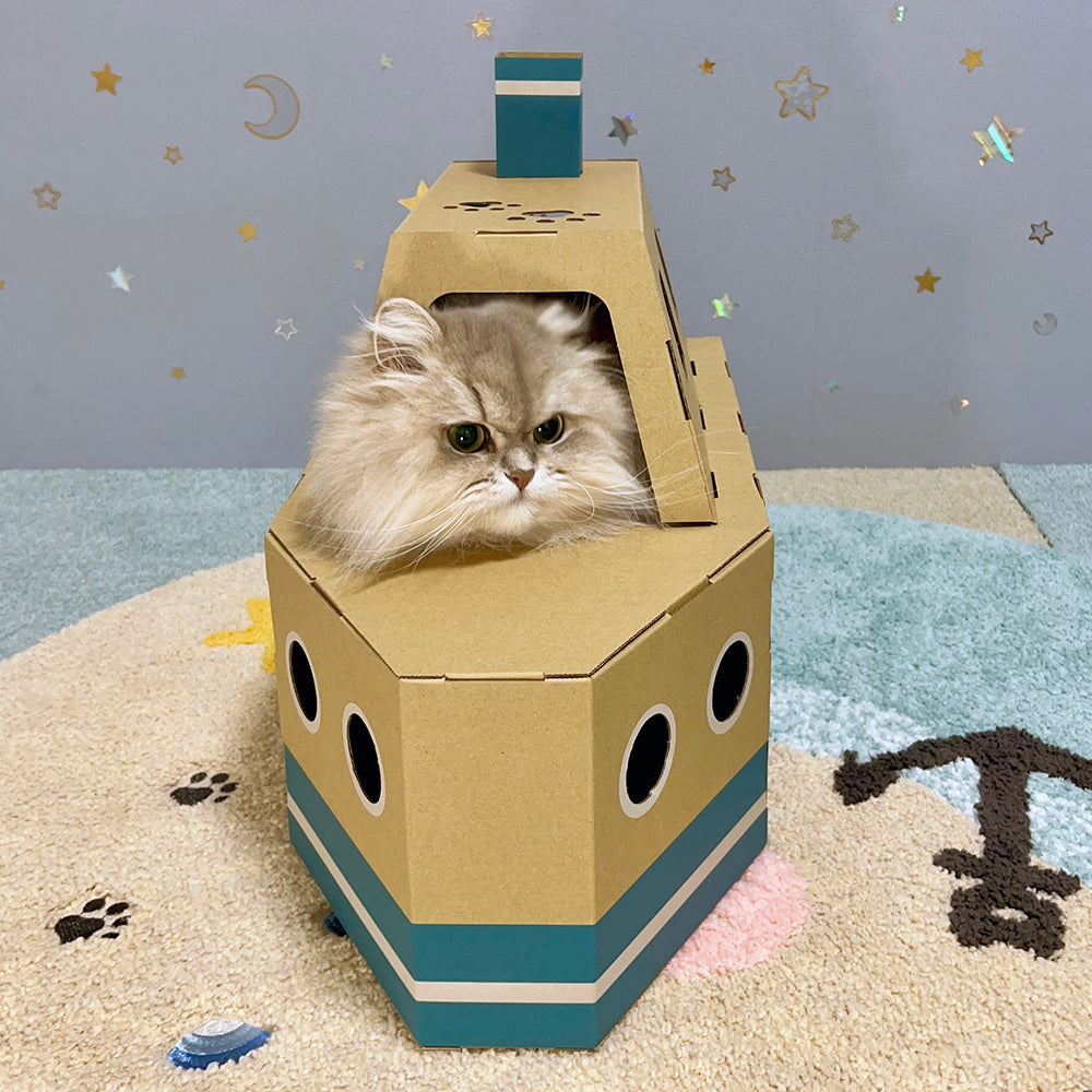 ぷかぷかボート　段ボール　猫ハウス　船　モニター