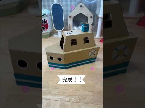 ぷかぷかボート　段ボール　猫ハウス　船　モニター　ころすけ