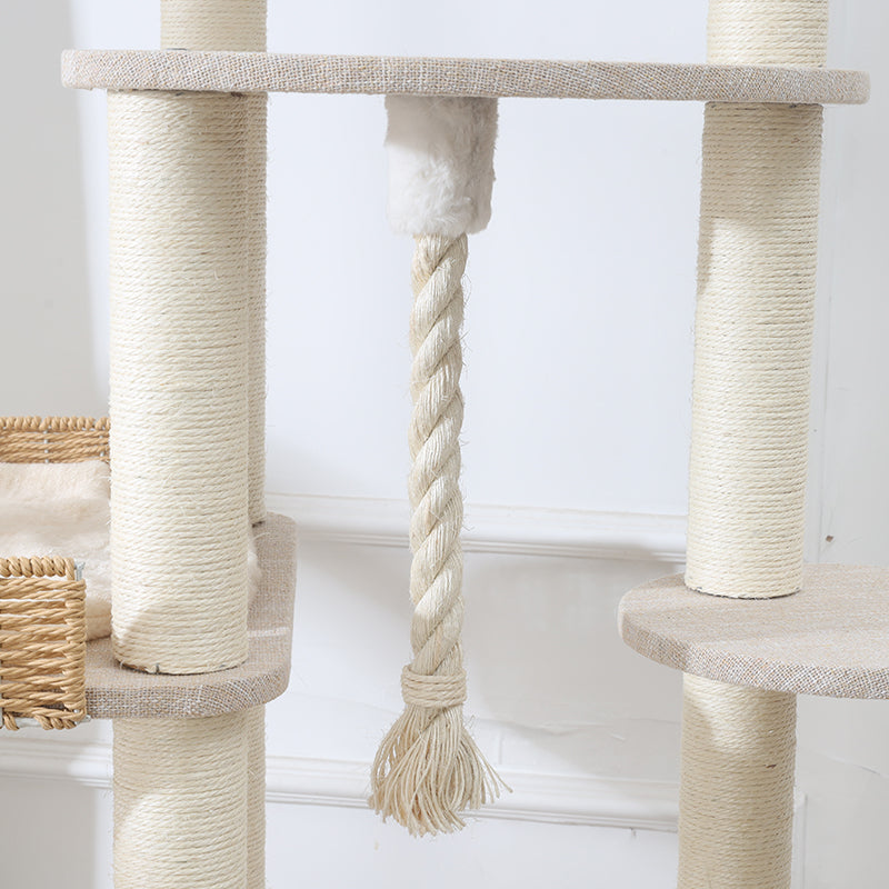 ラウンド型キャットタワー　猫用品　爪とぎ　猫ベッド　キャットタワー　ナチュラル